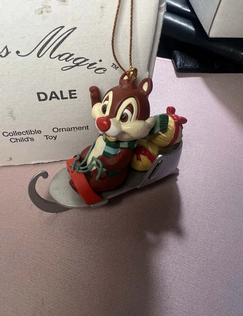 Vintage 1989 Grolier Disney Christmas Magic Dale Sled Ornament with Box
